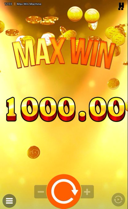 A screenshot from a "Max Win Machine" slot game displays a "MAX WIN" celebration screen with gold coins raining down, showing a payout of "1000.00." The image illustrates the poster's boast about hitting a max win on a lowered bet, matching their promotional post about a "6x deposit bonus" on the gambling site 1win.