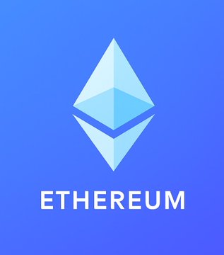 The Ethereum cryptocurrency logo (a blue diamond shape) on a blue gradient background with the text 'ETHEREUM'.