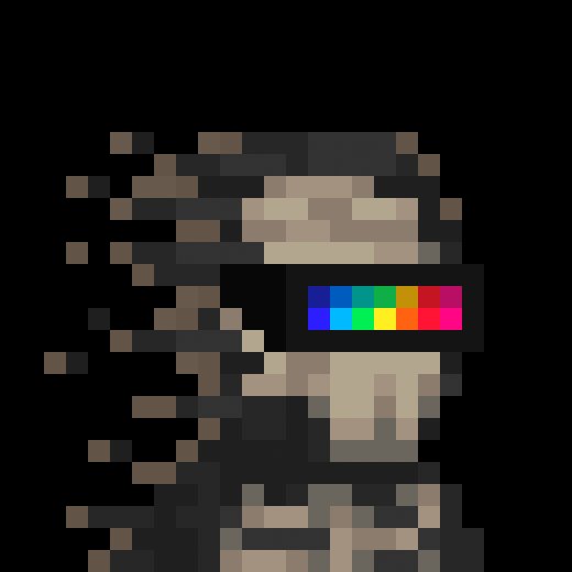 A pixelated, glitchy digital portrait of a character with long hair dissolves into scattered blocks, featuring a colorful spectrum band across the eyes—evoking the zkSNARK cryptographic theme mentioned in the post, with the obfuscation hinting at "zero-knowledge" privacy. The distorted, fragmented aesthetic complements the celebratory tone of showcasing rare Claynosaurz NFT pulls.