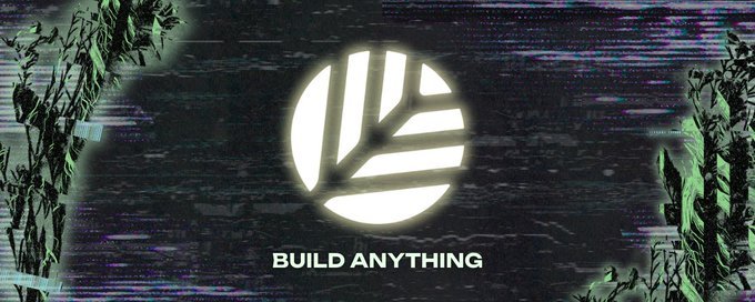 A circular CNPY logo with geometric leaf-like design sits centered against a glitchy, dark background featuring distorted green foliage, with the tagline "BUILD ANYTHING" displayed below. The image aligns with the post's discussion of CNPY Network's developer infrastructure update, visually reinforcing the brand identity while the abstract, digital aesthetic suggests the seamless, unobtrusive nature of well-built developer tools.