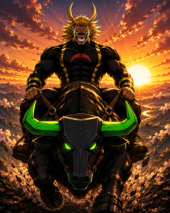 A muscular warrior with golden horns and wild blonde hair rides a fierce, green-eyed mechanical bull against a dramatic sunset sky, symbolizing strength and dominance.

The image visually reinforces the post by depicting a powerful bull rider, directly tying into the "Bullpad" brand name and suggesting the platform's bold, unstoppable momentum in launching and supporting projects like $ANSEM.