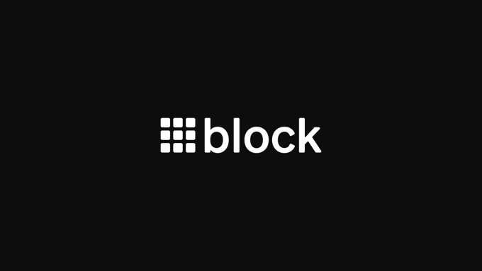 The image displays the Block logo (formerly Square), featuring a grid-style icon beside the word "block," which represents the fintech company founded by Jack Dorsey that recently expanded its Bitcoin holdings by $18 million, bringing its total treasury to 9,117 BTC.