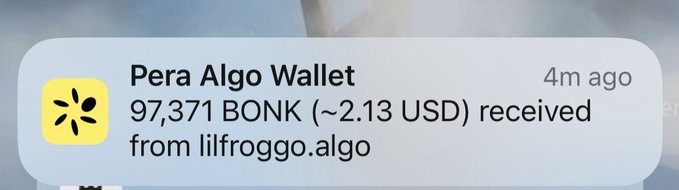 The image features a notification screen from an account, possibly related to Litecoin or another cryptocurrency. The main content of the image consists of a text box containing important details about an Algofam money transfer that was received on the Litecoin cryptocurrency exchange. The message indicates that an amount of US Dollars (USED) has been transferred from one account to another, with the receiver being identified as Para Algo Wallet and the sender being identified as Donkey DAO.