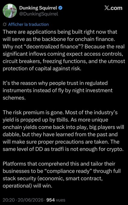 The image shows a screenshot of a social media post that contains information about investing in cryptocurrency, likely by Matt Madera from Duckling Squire. The post discusses why people should not invest in cryptocurrency due to its volatile nature and warns against making speculative investments without thorough research or expertise.