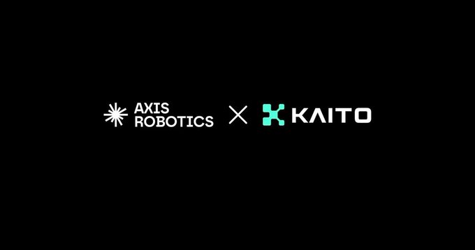 A minimal black graphic with 'AXIS ROBOTICS x KAITO' centered in white text, indicating a partnership or collaboration.