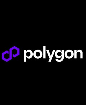 The image displays the Polygon logo and wordmark, featuring a purple hexagonal icon next to the white text "polygon" on a black background, visually representing the brand associated with the listed on-chain milestones and $POL token metrics.