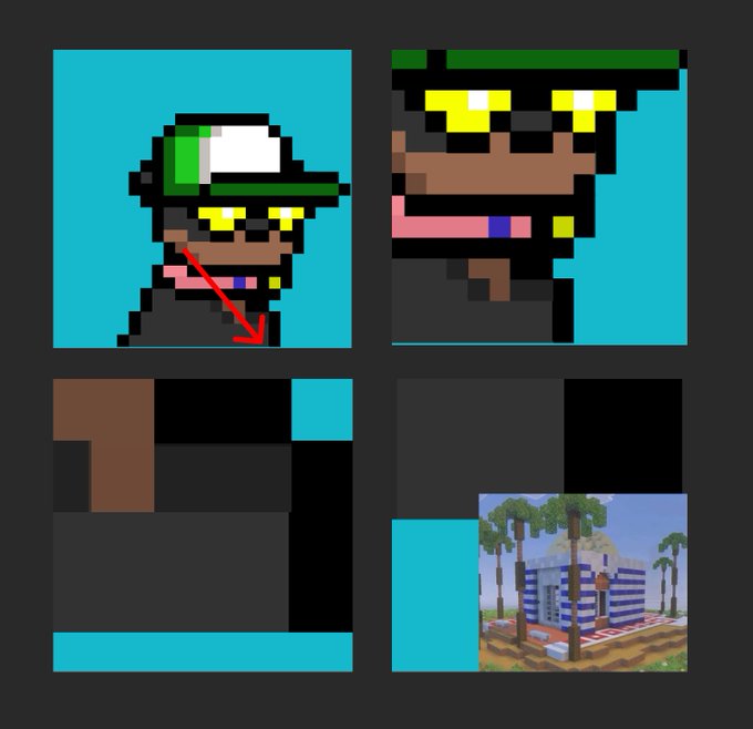 A pixel art collage showing characters with green and white hats (resembling AnimatedJam's Louie from Duck Hunt) alongside a Minecraft scene, illustrating the supposed "real controversy" behind the meme characters. The top-left panel features a red arrow pointing downward, suggesting a reveal or discussion of something hidden.
