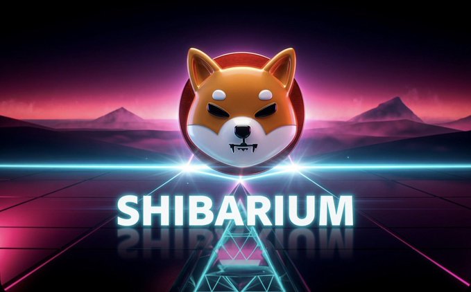 A Shiba Inu emblem glows above neon "SHIBARIUM" text against a retro-futuristic sunset landscape with mountains and a reflective grid floor, visually branding the daily network health report for the Shibarium ecosystem.