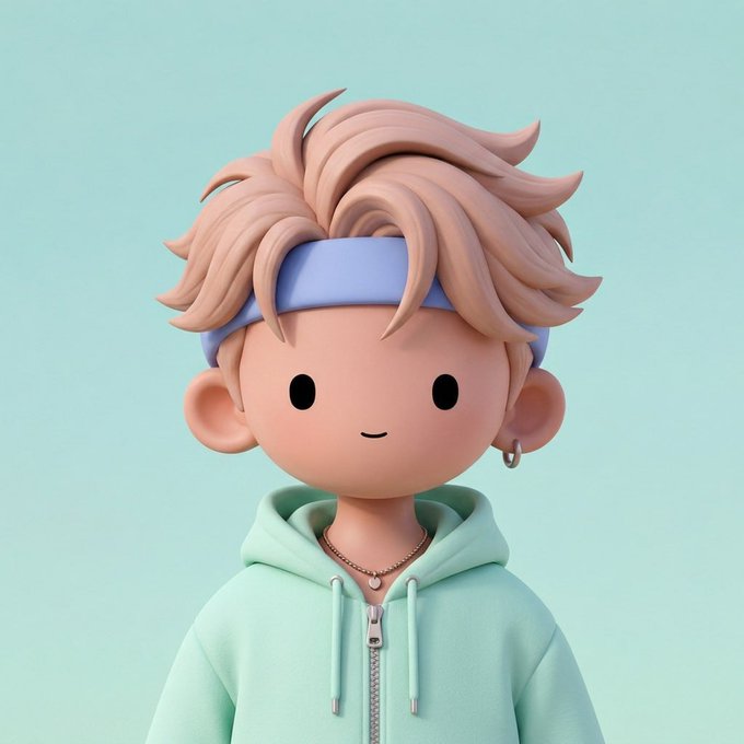 The image features a cartoon character wearing a hoodie, with a blue headband on their head. The character has blonde hair styled in a ponytail and is standing against a light blue background. The caption of the image reads "P0RTR8T Collabs are open - 1 GTD for you - 1 GTD for your followers". This suggests that the image might be related to an advertisement or promotional material, possibly for a cartoon character or a similar product.