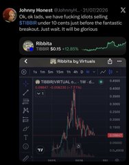 The image displays a Twitter post by @MoneyMonst23 showcasing the stock ticker $TIBBIR (Ribbit) with a post titled "RIP BROS." The chart from TradingView shows $TIBBIR Virtual up 12.65% at $0.4000, illustrating the bullish breakout referenced in the caption with a dramatic price spike visible on the candlestick chart.