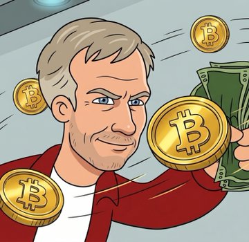 BitGo CEO Mike Belshe is pictured with Bitcoin ($BTC) coins and cash, as he challenged Anthropic's Claude with 100 BTC (valued at $6,270,000) after claims Claude accessed real systems. The image visually represents the Bitcoin and the considerable sum involved in Belshe's challenge.