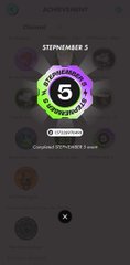 A mobile game or app popup showing 'STEPNEMESIS 3' with a level 5 badge and instructions to upgrade gear.