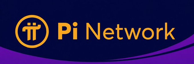 A banner with a dark blue background featuring an orange circular logo with a pi symbol next to the text "Pi Network" in orange and gold.