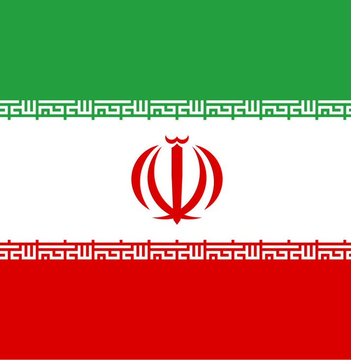 The image displays the national flag of Iran, featuring three horizontal stripes of green, white, and red with the red national emblem (a stylized "Allah" symbol) centered on the white band and Kufic script borders along the stripe divisions. The flag visually represents the subject of the post, which details Iran's reliance on cryptocurrency like Tether and Bitcoin to bypass US sanctions and maintain trade flows.