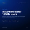 An advertisement with the text 'Instant Bitcoin for 1.75M+ Users' on a dark background.