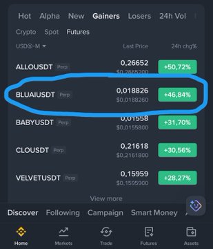 The image shows a phone screen with information about various cryptocurrency trading strategies and how they compare to each other. The main focus of the image appears to be the blue circle that highlights the specific strategy being compared, along with some numbers indicating price gains or losses in terms of percentage.