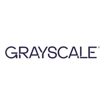 The image shows the "GRAYSCALE®" logo in dark blue text on a white background. It relates to the post by representing Grayscale, the company that filed an S-1 for a proposed Worldcoin ($WLD) ETF with the ticker $GWLD.