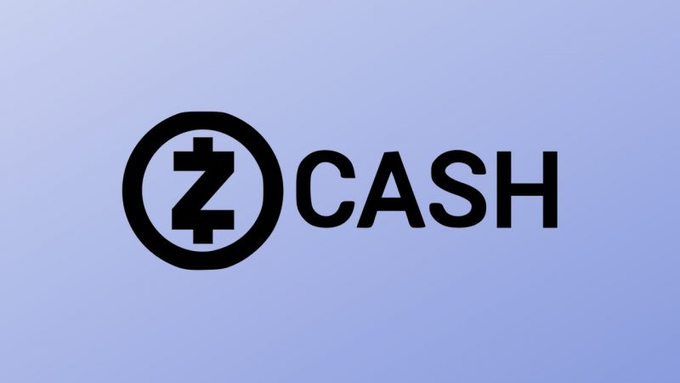A graphic displaying the Zcash cryptocurrency logo, featuring a stylized 'Z' inside a circle next to the word 'CASH', is presented on a light blue gradient background.