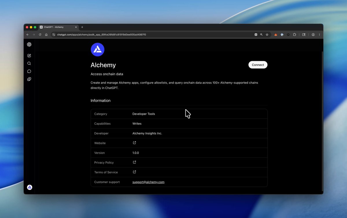 The image shows a computer screen displaying a webpage with information about a chatbot called Alchemy ChatGPT, which can be used for fetching blockchain data directly from the internet. The chatbot allows users to create their own applications that can analyze and manage blockchains in real-time. The post suggests using this chatbot to fetch and analyze the latest block on @ethereum, providing a convenient way to stay up-to-date with the latest developments in blockchain technology.