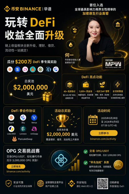 The image features a promotional poster for Binance, which includes a woman with her hand on her face as if posing for a picture. The poster also contains information about a Defi coin, a cryptocurrency that has been gaining popularity recently. The text in the image is written in Chinese and English, indicating that it is targeting an international audience.