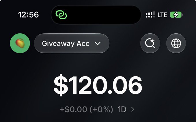 The image shows a Cash App screenshot displaying a balance of $120.06 from an account labeled "Giveaway Acc," tied to a Solana giveaway promotion offering 15 entries at $8 each.