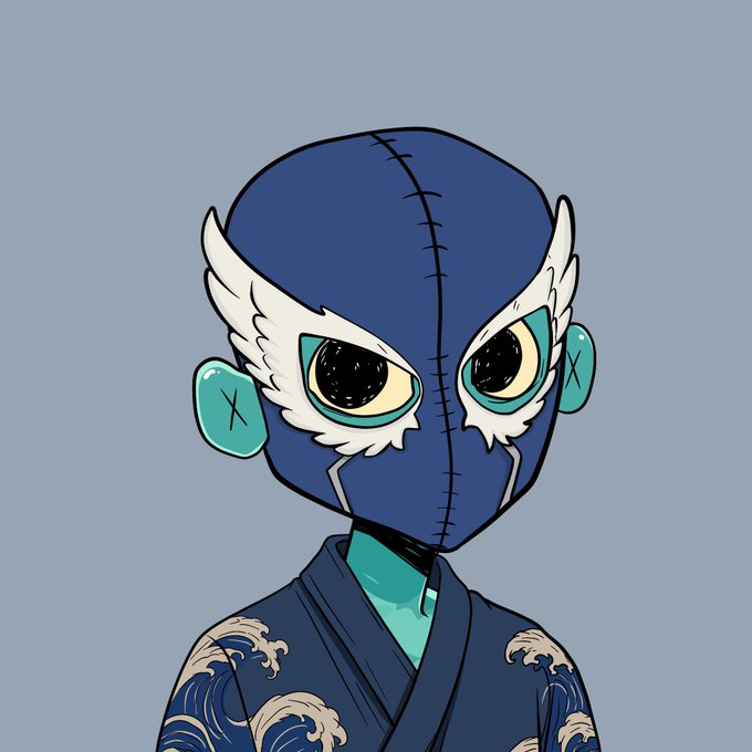 A masked figure in a navy-blue luchador-style outfit adorned with wave patterns stares forward, suggesting the "Los Hermanos" wrestling personas referenced in the post. The character, with stitched detailing down the mask's center and "X"-marked ears, visually embodies the Mexican wrestling theme tying into the GTD list promotion for the @arc project.