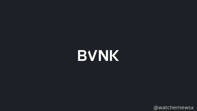 A simple dark gray screen with the white text 'BVNK' centered and '@watchernewsx' in the bottom right corner.