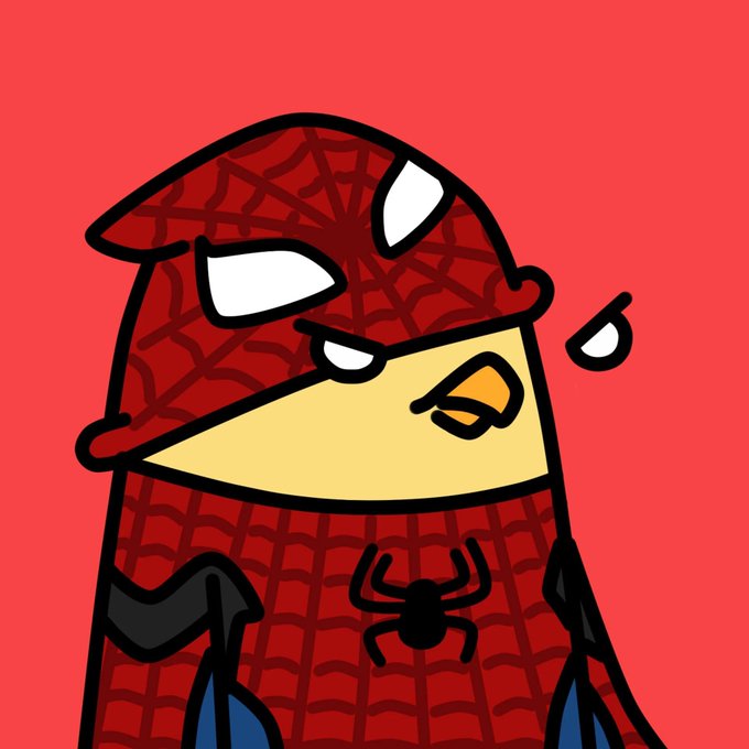 A cartoon illustration of a character wearing a red Spider-Man mask.