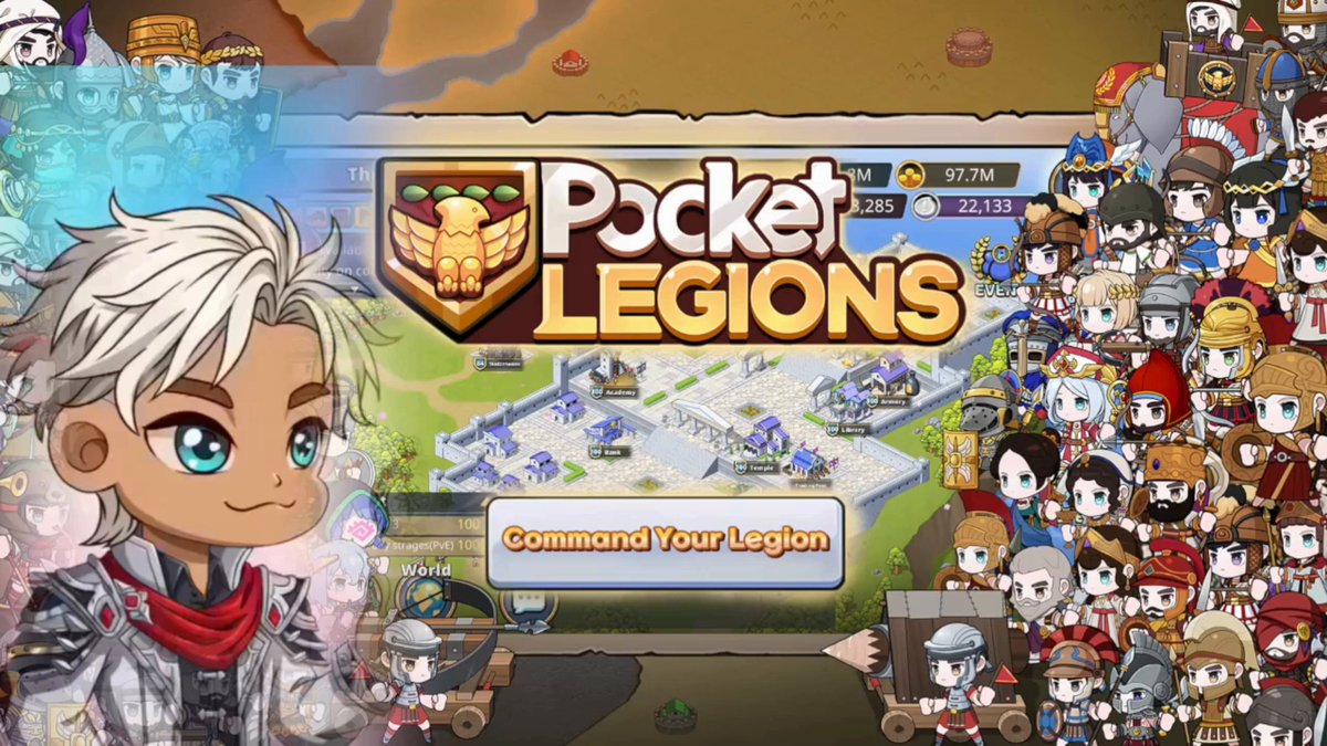 The image features a poster for the game Pocket Legends with a large crowd of cartoon characters surrounding the main character who has a white head. The background shows a map of a city, indicating that the game takes place within an urban setting. The text on the poster reads "I've been enjoying Ragnarok Sharing Hero, so seeing another game join the @Mintory_labs ecosystem definitely caught my attention Pocket Legends launches on June 18". This suggests that the game is gaining popularity and has attracted the interest of other gamers who are eager to try it out.