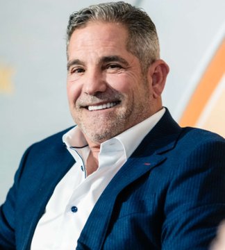 A confident, smiling man in a dark blue suit jacket and white shirt, likely Grant Cardone, who according to the post, is expanding his $5.4B Cardone Capital portfolio with an additional 40 Bitcoin valued at $3.2 million through a Bitcoin-real estate hybrid investment strategy.