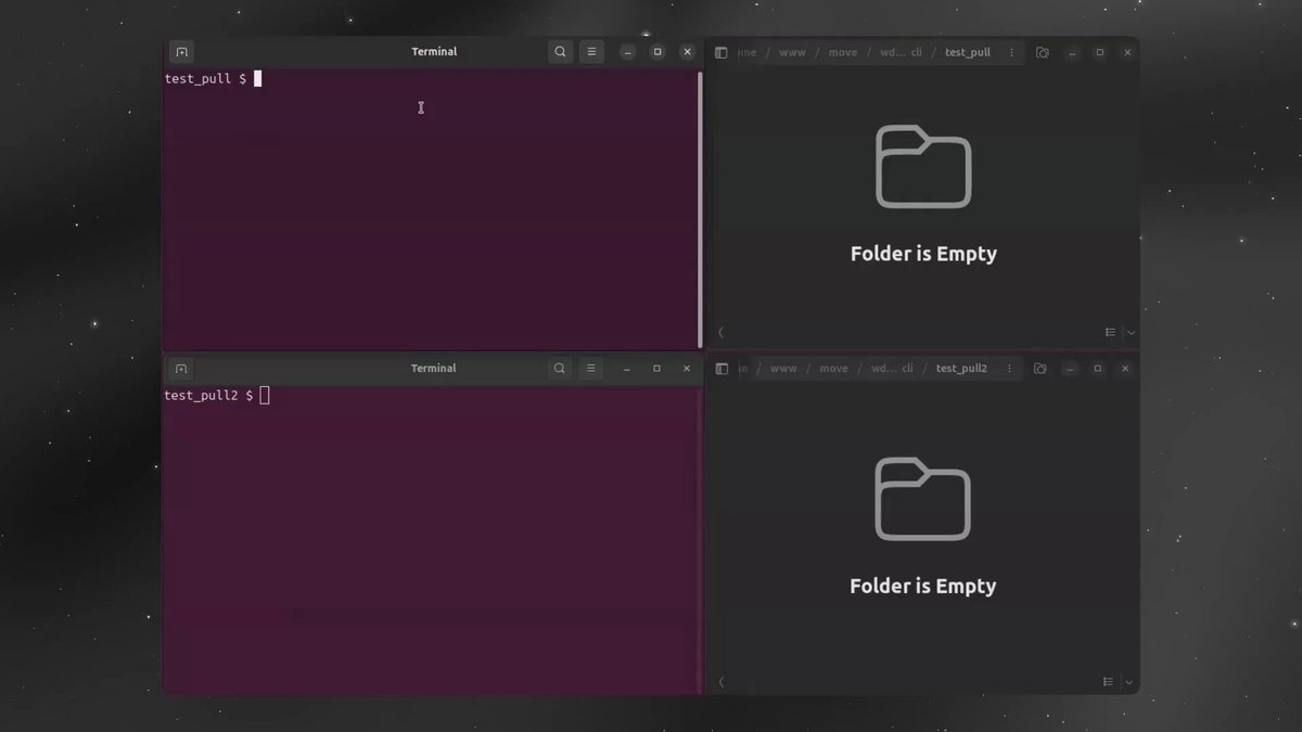 The image shows a computer screen with four windows open side by side. The first window displays a purple background with the text "Day 4 of 5 hackathon repos" written at the top, while the second window has an empty white background with the same text. The third window features a black background and a white folder icon, and the fourth window is also black but has a white folder icon instead. The image suggests that the user might be working on a project related to the hackathon or simply organizing their files in a systematic manner using the four windows as a tool for managing their tasks.
