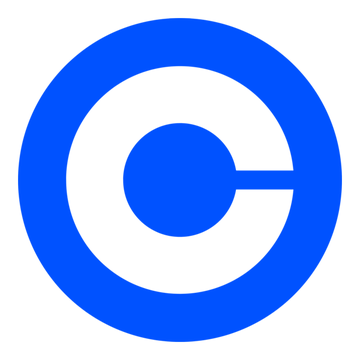 A simple blue and white circular logo on a white background.