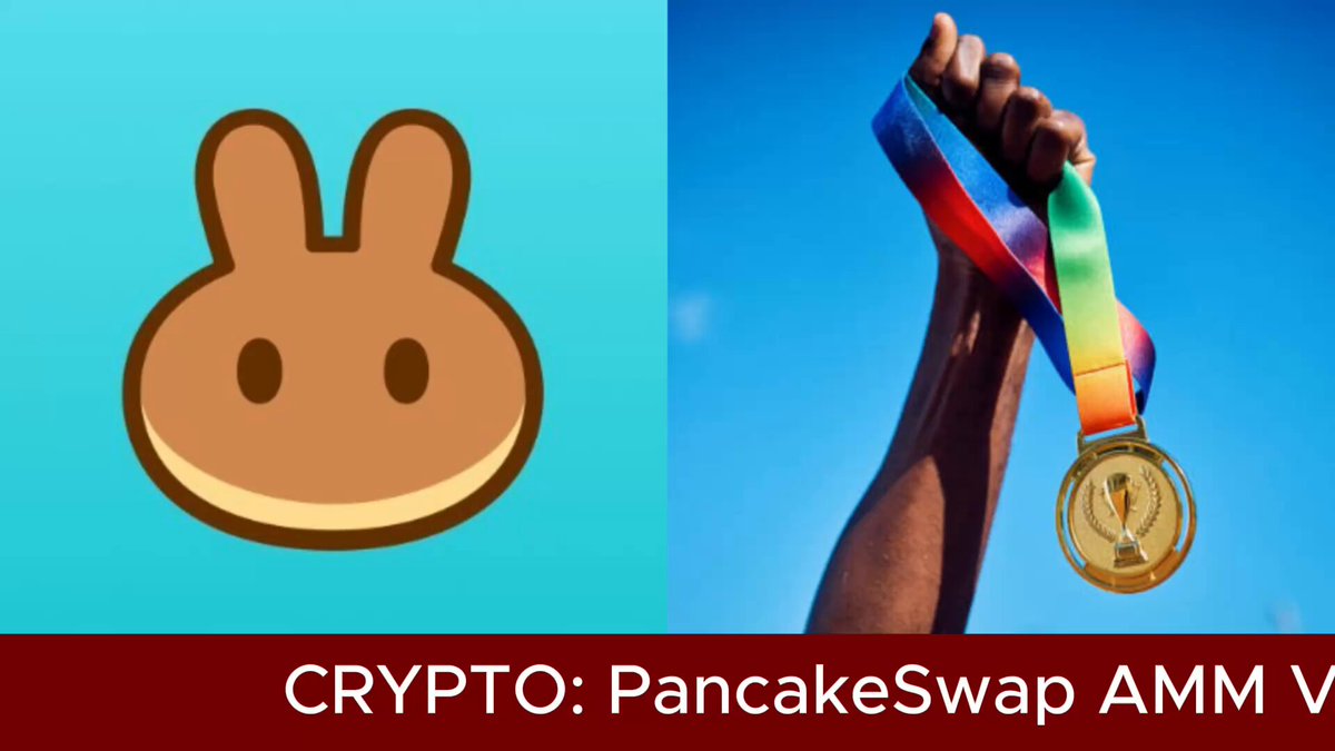 The image presents a comparison between a pancake symbol, possibly from PancakeSwap AMM V3, and an image of a gold medal holding by someone's hand. The pancakes represent cryptocurrency while the medal symbolizes achievements related to Cryptocurrency trading or mining.