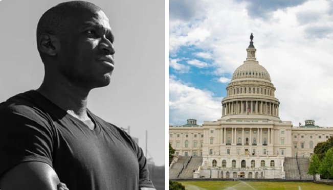 A black-and-white profile shot of a man, Arthur Hayes, paired alongside an image of the U.S. Capitol building—visually contrasting the influential crypto figure with the legislative body whose regulatory decisions shape the industry. The juxtaposition underscores the post's central thesis: Hayes argues crypto's growth depends on liquidity and capital flows rather than the outcome of the CLARITY Act.