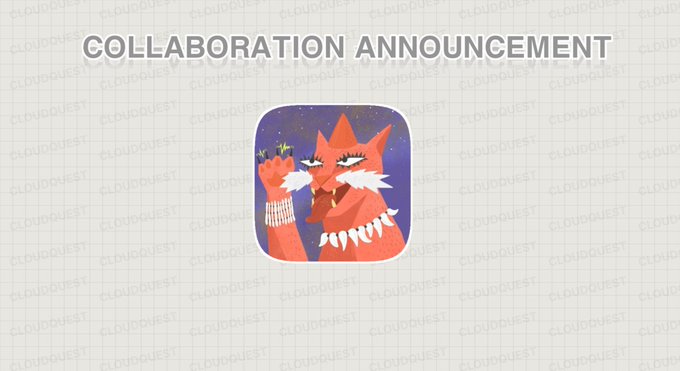 A "COLLABORATION ANNOUNCEMENT" graphic featuring an illustrated orange cat-like character wearing a tribal headdress and beaded jewelry, set against a purple starry background. The stylized character appears to represent the "Meew" NFT project mentioned in the accompanying post about a 3,333 collection free mint.