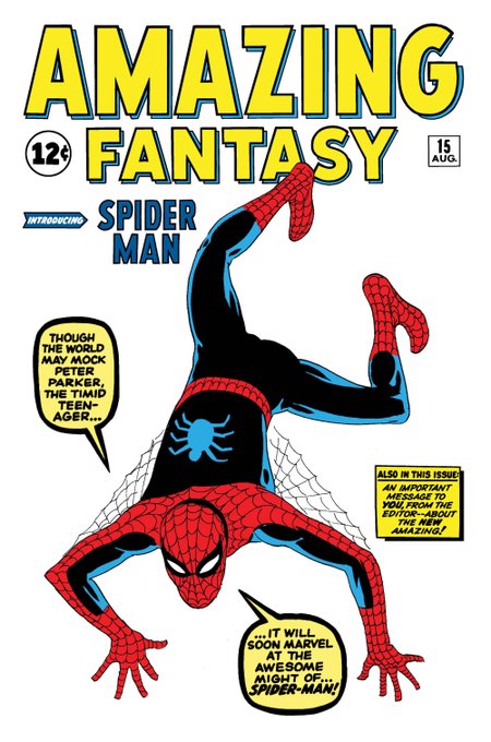 This is the cover of "Amazing Fantasy #15" introducing Spider-Man. The post questions if @MrSquibs1 will be the first #VEVE billionaire, likely referencing the digital collectibles platform.
