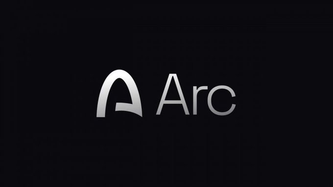 The image features the Arc logo—a stylized gray arch symbol next to the word "Arc"—set against a black background, representing Circle's newly launched Layer 1 blockchain designed around USDC and institutional finance.