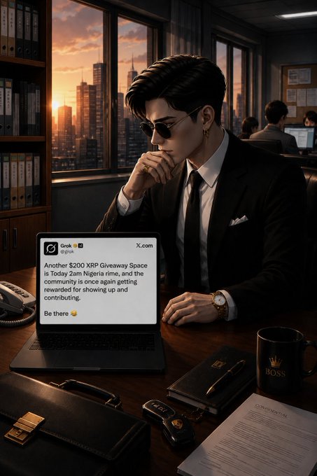 The image features a man sitting at his desk wearing sunglasses and a suit jacket while looking at a laptop computer screen. The background of the image shows an office setting with several books, suggesting that he might be working or studying. There are also other people in the scene who appear to be engaged in their own activities. A cup is placed on the desk next to the man's laptop, and there is a keyboard nearby as well.