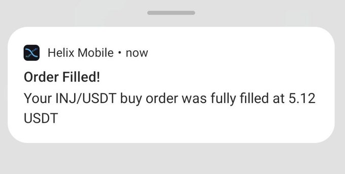 iphone screen with a message from helix mobile ordering an order for USDT at 5.12.