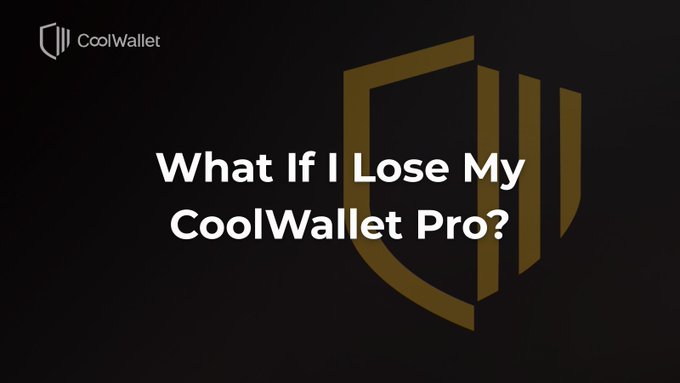 A dark, minimalist graphic with the CoolWallet logo in the top left corner and the text 'What If I Lose My CoolWallet Pro?' displayed in large white letters in the center.