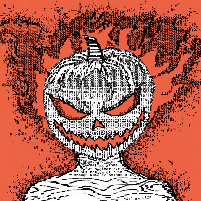 An ASCII art rendering of a menacing jack-o'-lantern face set against a solid orange background, with 'Call me JACK' visible in the bottom right corner.