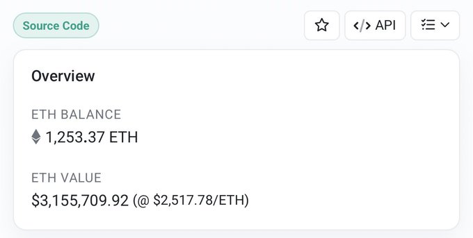 The image shows a wallet overview displaying an ETH balance of 1,253.37 ETH valued at $3,155,709.92, with the accompanying post suggesting the holder is considering joining "blokyz" tomorrow due to their enthusiasm about NFTs being "back" and wanting a Gucci-style NFT.