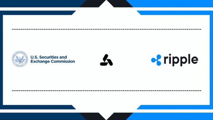 A graphic showing the logos of the U.S. Securities and Exchange Commission and Ripple, suggesting news about their legal dispute.