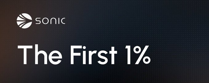 The image displays the Sonic logo alongside the text "The First 1%" on a dark background, which visually ties to the post's narrative about Sonic Labs surviving a 98% TVL drop—from $1.1B to $17.3M—under new CEO Matt Visser's leadership, with the "1%" likely symbolizing the small remaining fraction of value the team is working to rebuild from.