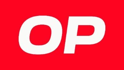 A red logo featuring the white letters "OP" represents Optimism (OP), the blockchain platform partnering with DB Securities of South Korea to bring assets onto the blockchain. The image visually reinforces the Optimism brand mentioned in the post about the firm's collaboration and the upcoming revisions to Korea's security tokens law.
