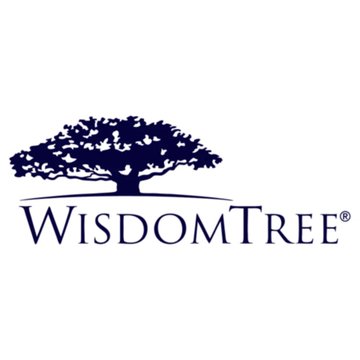 The WisdomTree company logo featuring a dark blue silhouette of a tree above the brand name.