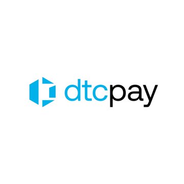 The image displays the dtcpay logo, featuring a stylized blue cube icon next to the company name in a blue and black font. This visual accompanies news that the Singapore-based stablecoin payments firm dtcpay has secured $25 million in Series A funding, with SBI Group participating as a strategic investor.