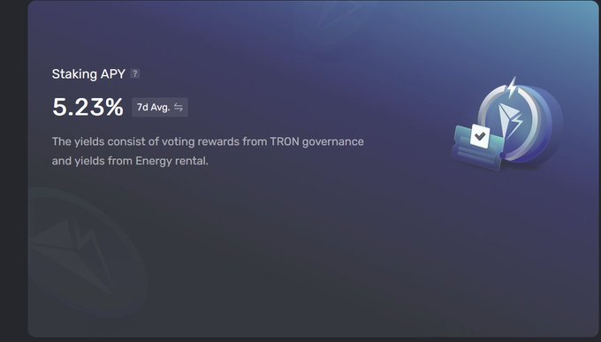 A screenshot of a computer screen displays information about an investment opportunity that involves Tron tokens. The title of the post appears as follows: "TRON STAKING APY 5.24% sTRX STAKING APY 7.23% Energy rental yield ... (collateral utility for USDD minting Current ecosystem snapshot: TRON ...)". The text on the screen gives a detailed explanation about how this investment is beneficial to users and what they can expect to gain in return.