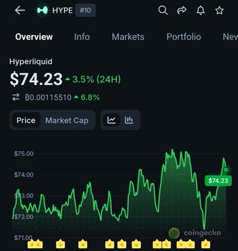 The image shows a graph that displays the price of cryptocurrency Hyper Liquid compared to another currency, such as Bitcoin or Solana, over a period of time, most likely within a week. The chart has green lines representing the value of both cryptocurrency pairs in US dollars. The title of the image is "The great price flip has happened Hyperliquid is now worth more in usd than solana gonna take a very long time yeah, but i believe $HYPE can flip $SOL in marketcap too". This implies that despite the slower growth rate or current value of Hyper Liquid compared to Bitcoin or Solana, it may still have a chance to outperform the latter over time. The image also contains several yellow stars, which could be considered as indicators of price fluctuations or trends within the cryptocurrency market.