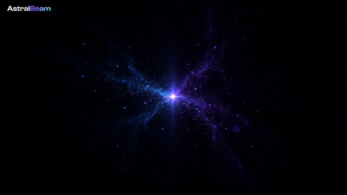 The image shows a cosmic-style burst of blue and purple light against a black background, with the "AstralBeam" logo in the top left corner. The visual metaphor of an explosive, dispersed light pattern symbolizes the four major bridge exploits that collectively caused $900M in losses, representing how security failures scatter assets across multiple attack vectors.